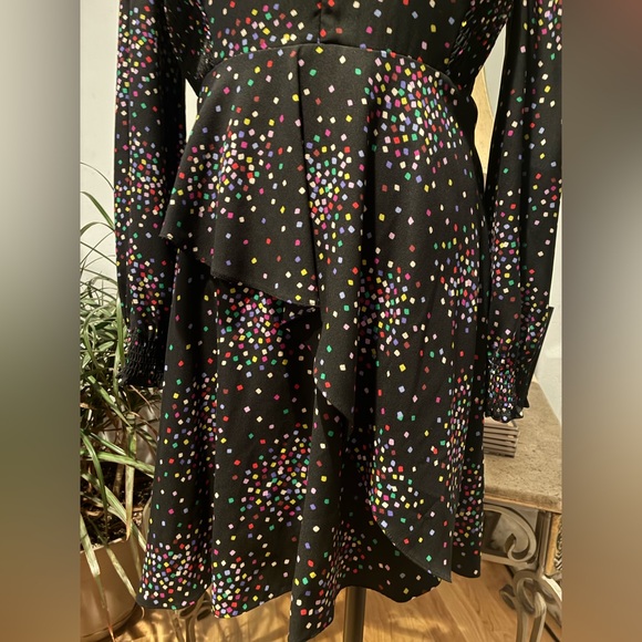 KATE SPADE CONFETTI PRINT SMOCKED SHIRT DRESS Zip Front Size 10 - Picture 4 of 16